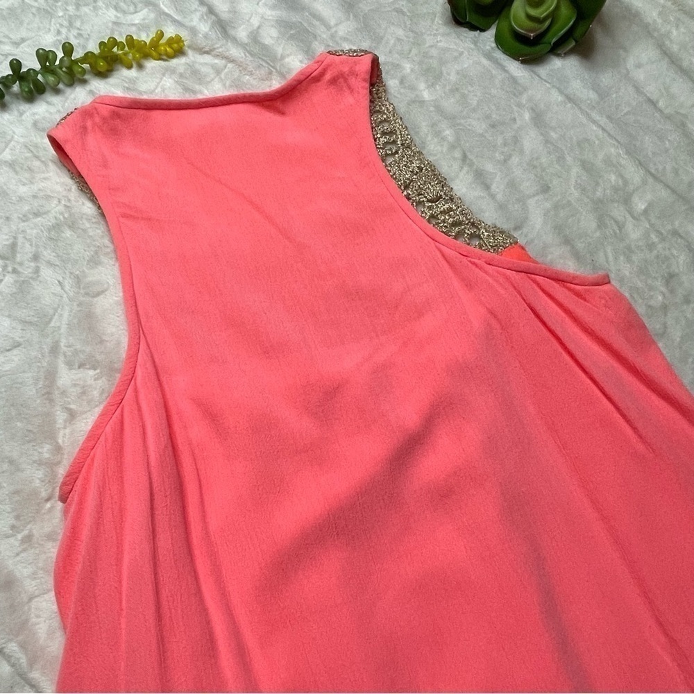 Lilly Pulitzer Rachelle Coral Gold Racerback Pom Pom Swing Dress Size Small - Picture 7 of 15